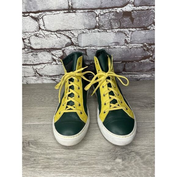 RENZO DERBY Elijah John Yarra (PH) Aevolo Green Leather Yellow Lace Sneakers 40 - Picture 3 of 16